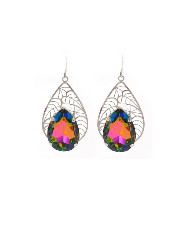 Cleo Sable Black Crystal Teardrop Earrings, Gold Metal 5cm Earrings - Image 11