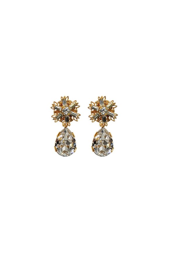 Lace Dreams Clear Crystal Teardrop Bridal Earring, Gold Metal 4cm long - Image 5