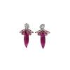 Parisian Pink Crystal Marquise Earring, Rhodium Metal 5cm long - Image 6
