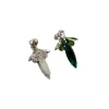 Parisian Green Crystal Marquise Earring, Rhodium Metal 5cm long - Image 3