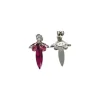 Parisian Pink Crystal Marquise Earring, Rhodium Metal 5cm long - Image 3