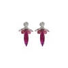 Parisian Pink Crystal Marquise Earring, Rhodium Metal 5cm long
