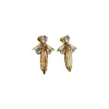 Parisian Gold Crystal Marquise Earring, Gold Metal 5cm long