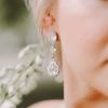 Stealing Kisses Clear Crystal Teardrop Bridal Earring, Gold Metal 5cm long - Image 2