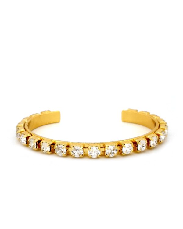 Sweet Whispers Crystal Cuff Bracelet, Gold Metal Channel Set
