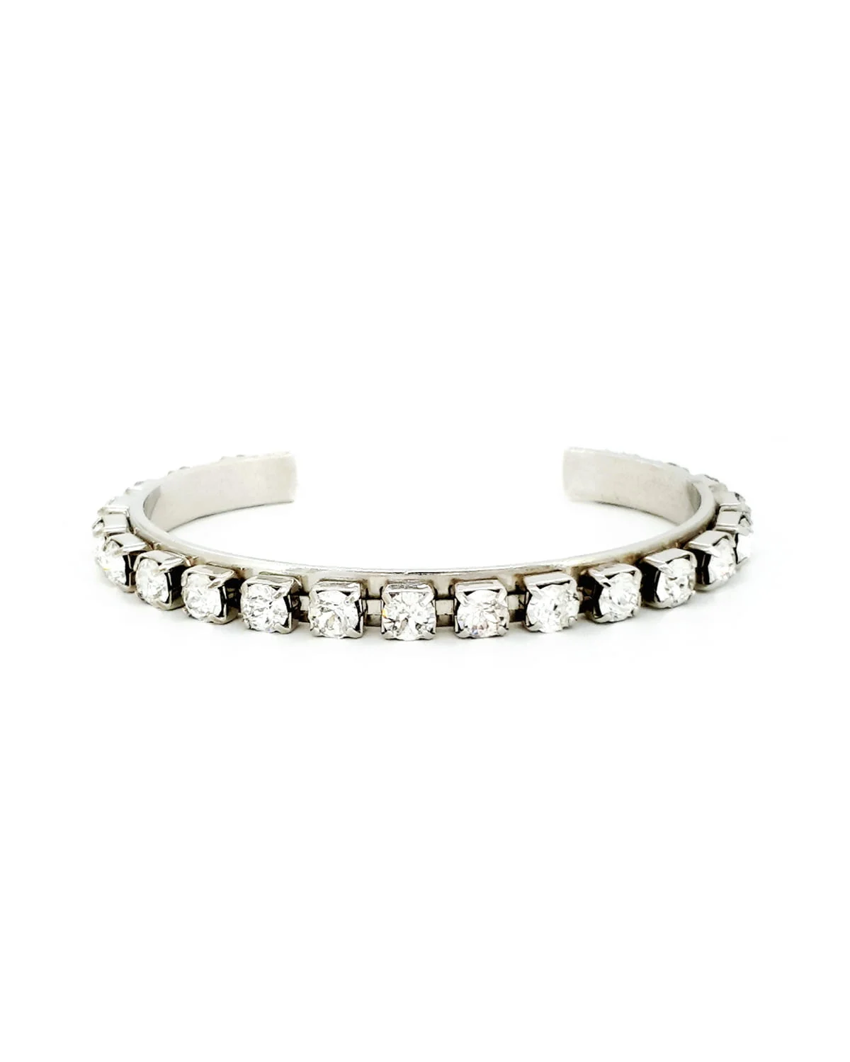 Sweet Whispers Crystal Cuff Bracelet, Rhodium Metal Channel Set