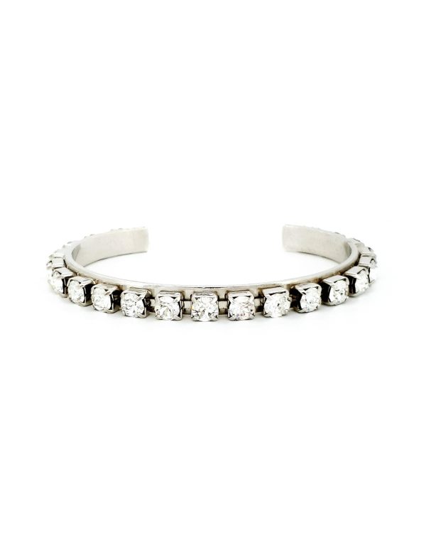 Sweet Whispers Crystal Cuff Bracelet, Rhodium Metal Channel Set - Image 2