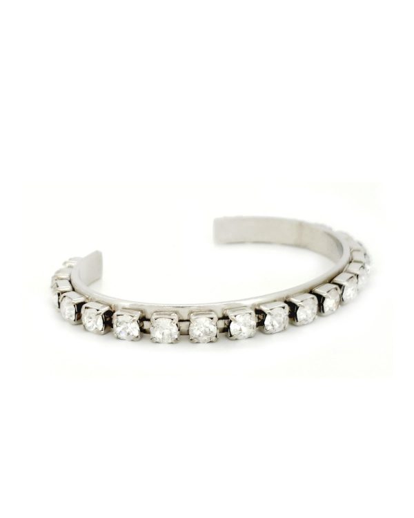 Sweet Whispers Crystal Cuff Bracelet, Rhodium Metal Channel Set - Image 4