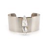 Parisian Clear Marquise Crystal Cuff Bracelet, Rhodium Metal 3.5cm Wide, Adjustable