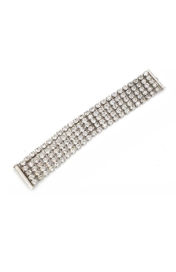 Sway My Way 5 Strand Crystal Bracelet, Rhodium Metal, Channel Set, 16cm long