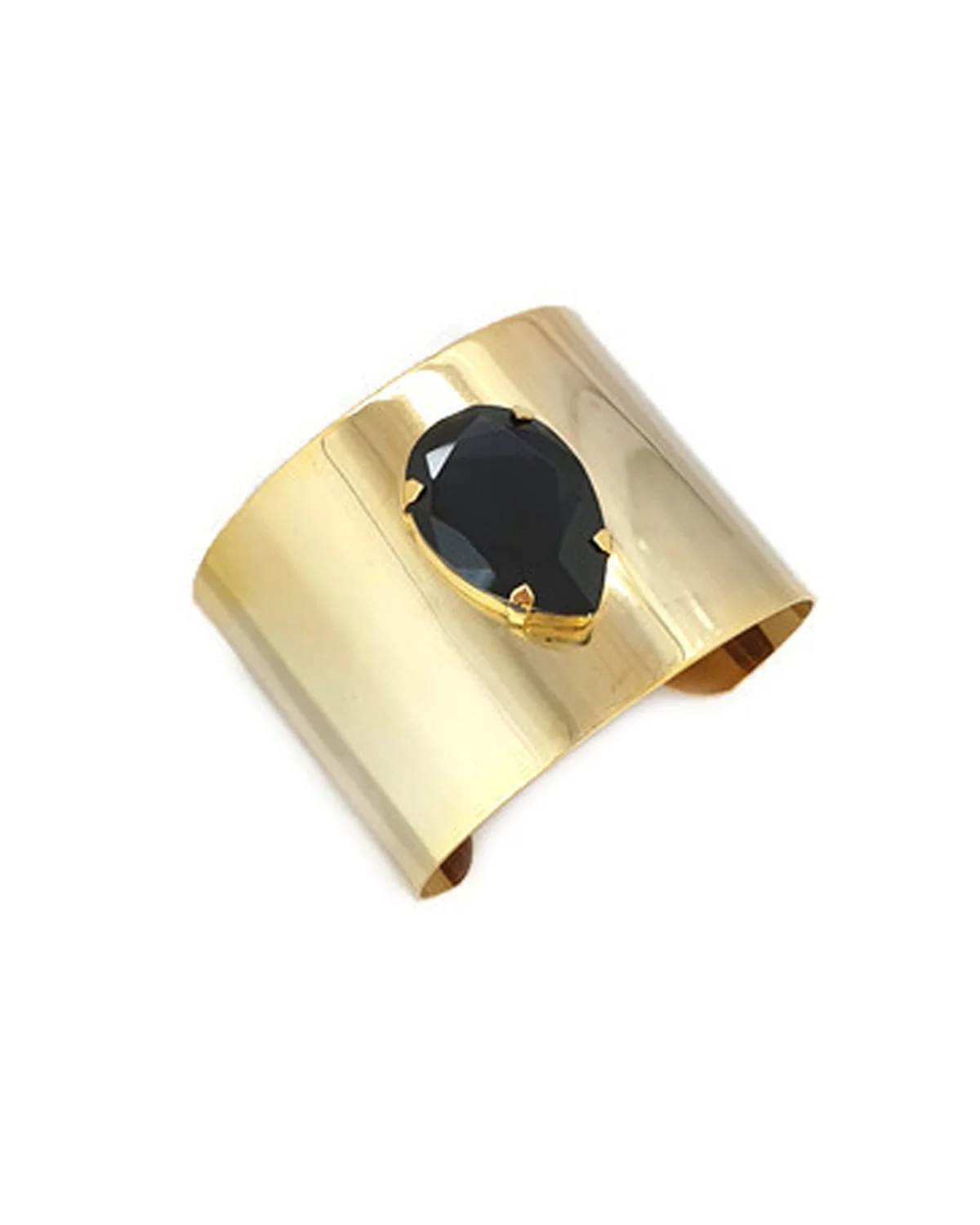 Manhattan Nights Black Teardrop Gold Cuff Bracelet Grande, Gold