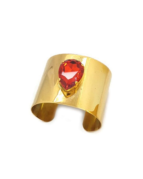 Manhattan Nights Black Teardrop Gold Cuff Bracelet Grande, Gold - Image 5