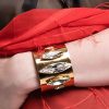 Parisian Clear Marquise Crystal Cuff Bracelet Grande, Gold Metal 5cm Wide, Adjustable - Image 9