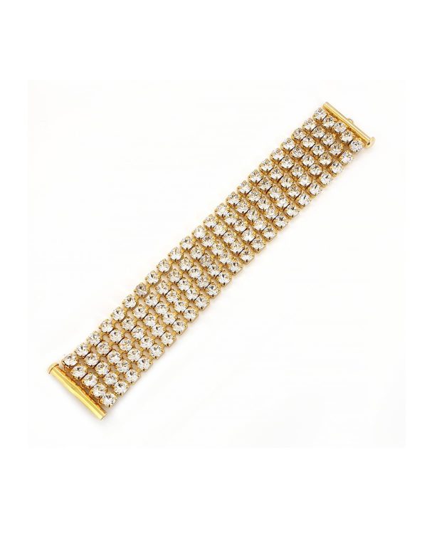 Sway My Way 5 Strand Crystal Bracelet, Gold Metal Channel Set, 16cm long