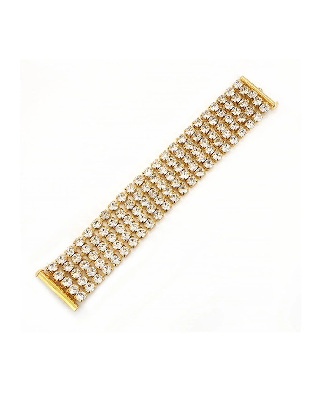 Sway My Way 5 Strand Crystal Bracelet, Gold Metal Channel Set, 16cm long