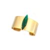 Parisian Green Crystal Cuff Bracelet, Gold Metal 3.5cm Wide, Adjustable - Image 4