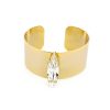 Parisian Clear Crystal Cuff Bracelet, Gold Metal 3.5cm Wide, Adjustable - Image 2
