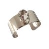 Manhattan Clear Teardrop Crystal Cuff Bracelet, Rhodium Metal 3.5cm Wide Adjustable - Image 3