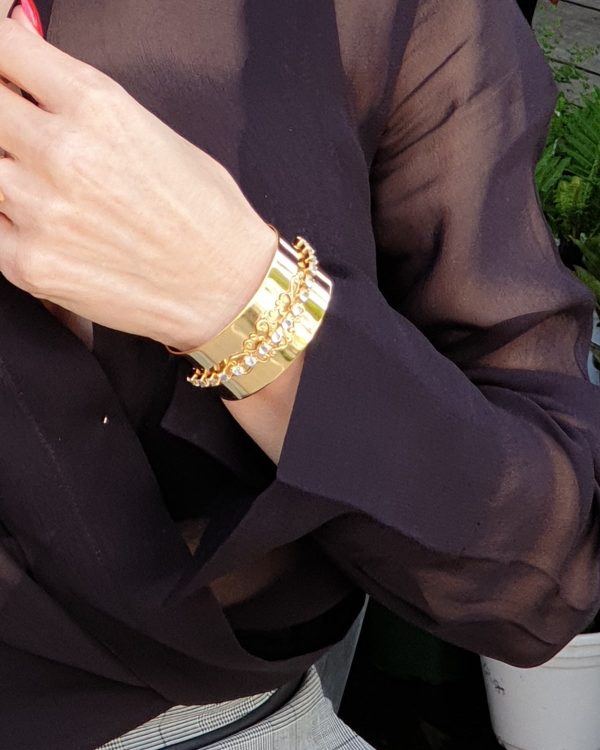 Nightfall Gold Lace Metal Cuff Bracelet - Image 3