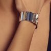 Parisian Green Crystal Cuff Bracelet, Gold Metal 3.5cm Wide, Adjustable - Image 2