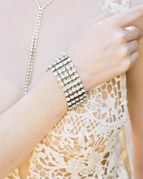 Sway My Way 5 Strand Crystal Bracelet, Rhodium Metal, Channel Set, 16cm long - Image 4