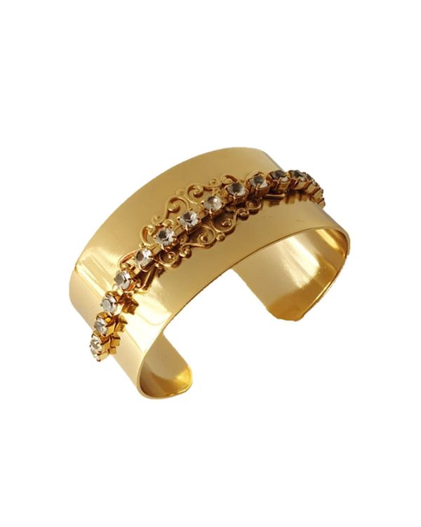 Nightfall Gold Lace Metal Cuff Bracelet - Image 2