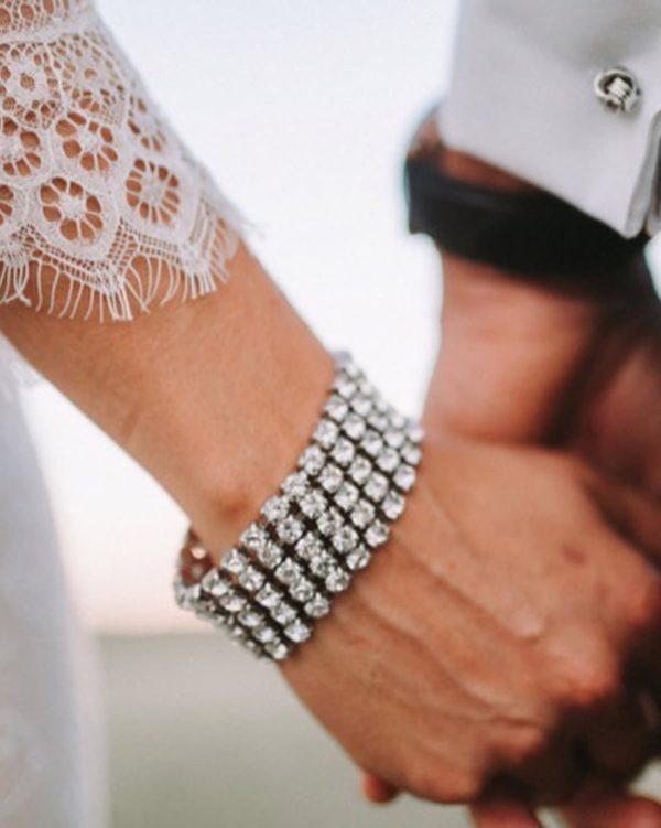 Sway My Way 5 Strand Crystal Bracelet, Rhodium Metal, Channel Set, 16cm long - Image 2