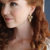 Parisian Gold Crystal Marquise Earring, Gold Metal 5cm long - Image 4