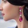 Astor Magenta Pink Chandelier Crystal Earrings, 8cm Long Earrings - Image 2