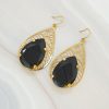 Cleo Sable Black Crystal Teardrop Earrings, Gold Metal 5cm Earrings - Image 4