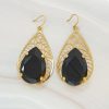 Cleo Sable Black Crystal Teardrop Earrings, Gold Metal 5cm Earrings - Image 3