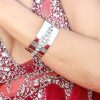 Nightfall Clear Crystal Filigree Cuff Bracelet, Rhodium Metal 3.5cm Wide Adjustable - Image 2