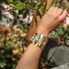 Parisian Clear Marquise Crystal Cuff Bracelet Grande, Gold Metal 5cm Wide, Adjustable - Image 4