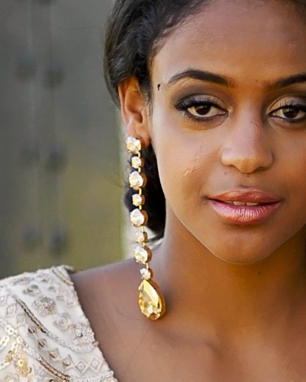 Astor Sahara Gold Chandelier Crystal Earrings, 8cm Long Earrings - Image 7