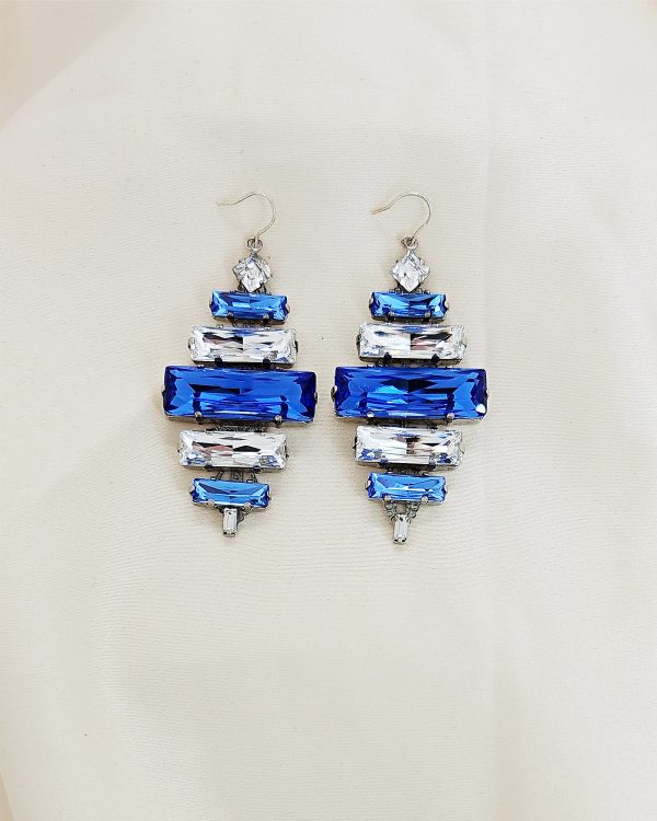 Astor Clear Chandelier Crystal Earrings, 8cm Long Silver Earrings - Image 20