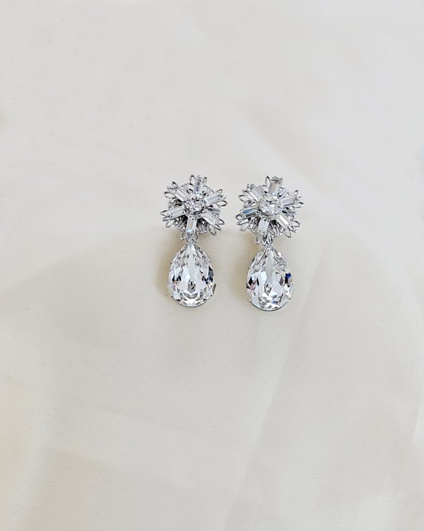 Astor Clear Chandelier Crystal Earrings, 8cm Long Silver Earrings - Image 21