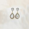 Milan Clear Crystal Teardrop Bridal Earrings, 4cm Long, Gold Metal - Image 5