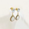 Milan Clear Crystal Teardrop Bridal Earrings, 4cm Long, Gold Metal - Image 3