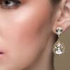 Milan Clear Crystal Teardrop Bridal Earrings, 4cm Long, Gold Metal - Image 2