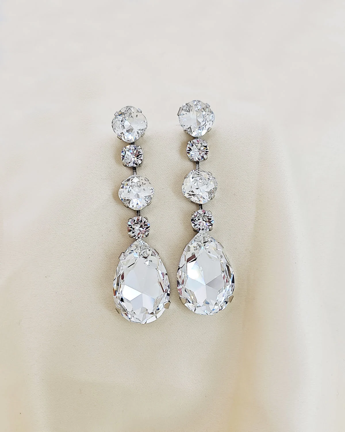 Astor Clear Crystal Chandelier Earrings, Rhodium Metal, Bridesmaids Earrings
