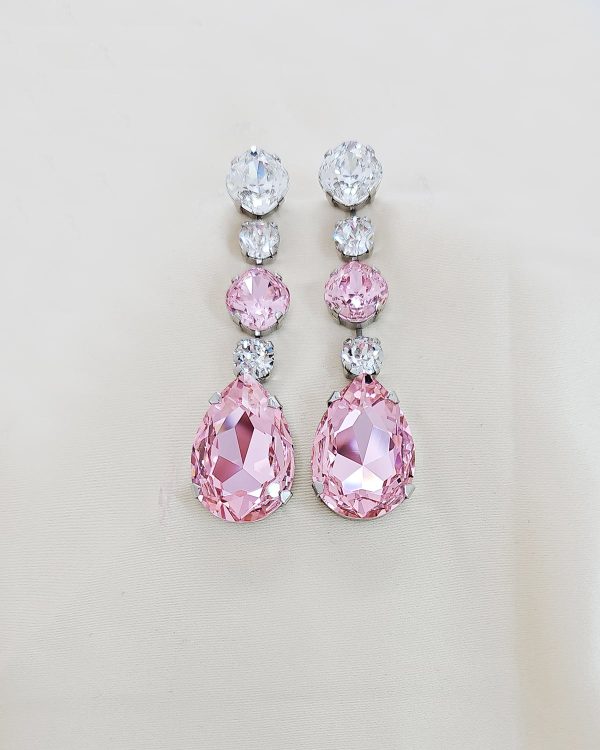 Astor Clear Crystal Teardrop Chandelier Earrings Rhodium Metal, 8cm Long - Image 6