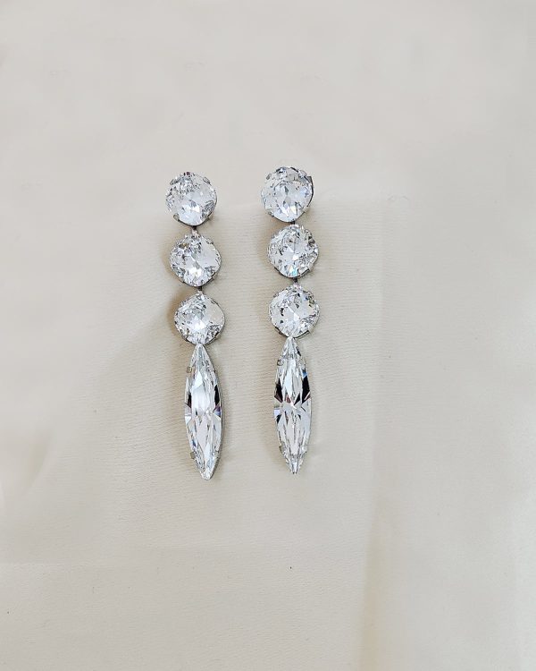 Astor Clear Chandelier Crystal Earrings, 8cm Long Silver Earrings - Image 12