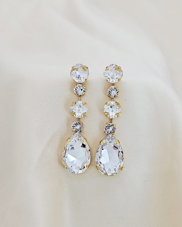 Astor Clear Chandelier Crystal Earrings, 8cm Long Silver Earrings - Image 17