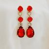 Astor Orange Crystal Teardrop Chandelier Earrings Gold Metal, 8cm Long - Image 4