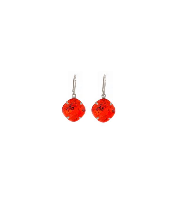 Remi Chiffon Clear Crystal Earrings Diamond Shape, 2cm Long Rhodium Metal - Image 11