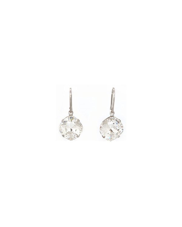 Remi Chiffon Clear Crystal Earrings Diamond Shape, 2cm Long Rhodium Metal