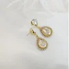 Milan Clear Gold Crystal Teardrop Bridal Earrings, 4cm Long, Gold Metal - Image 6