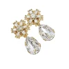 Lace Dreams Clear Crystal Teardrop Bridal Earring, Gold Metal 4cm long