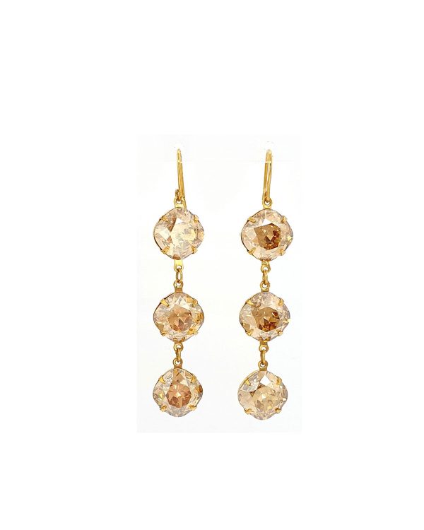 Remi Gold Crystal Earrings Diamond Shape, 6cm Long Gold - Image 2