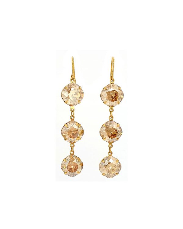 Remi Gold Crystal Earrings Diamond Shape, 6cm Long Gold